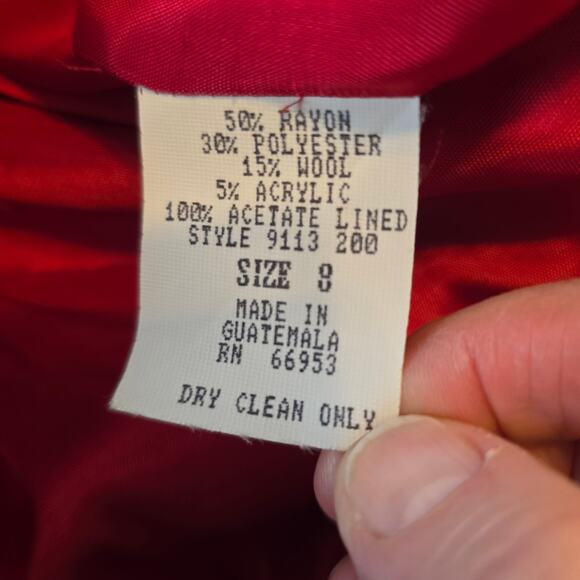 Vintage Leslie Fay Blazer Women's 8 Red Plaid Boucle Gold Button Classic Festive - Picture 5 of 11